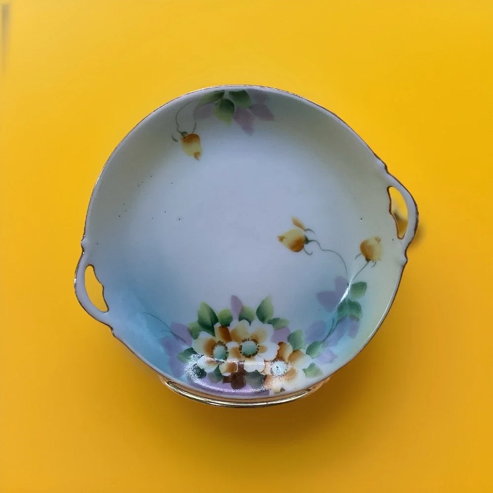 Vtg Noritake Floral Lemon Dish - Handpainted - Japan -‎ 5.5